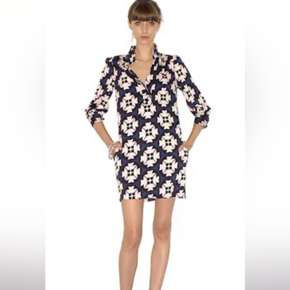 DIANE VON FURSTENBERG ATHENA CAMEO BLOSSOM STRETCH SILK LONG SLEEVE DRESS SZ 4